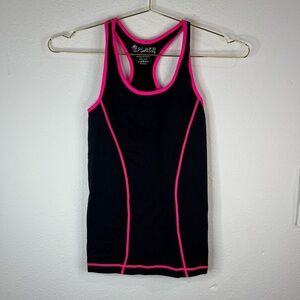 Splash Black and Pink Contrast Trim Stitched One Size Stretch Tank Top Athletic